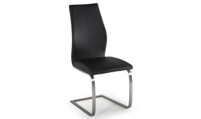 Black Leather Dining Chair Steel Legs