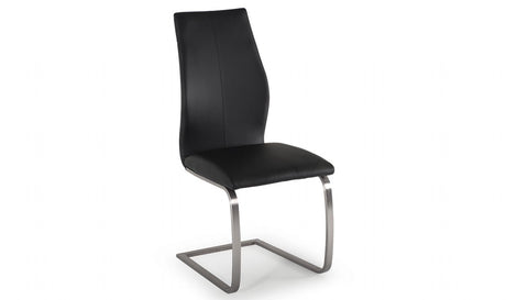 Black Leather Dining Chair Steel Legs