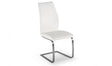 White Leather Dining Chair Brushed Steel Legs