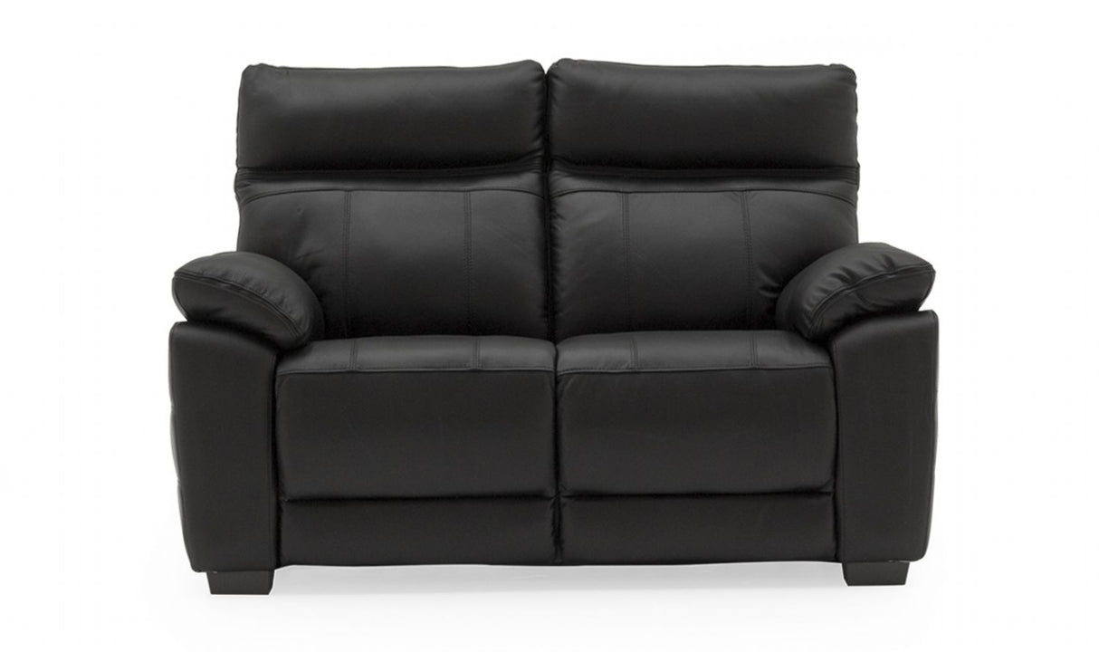 Black Leather Upholstered 2 Seater Sofa
