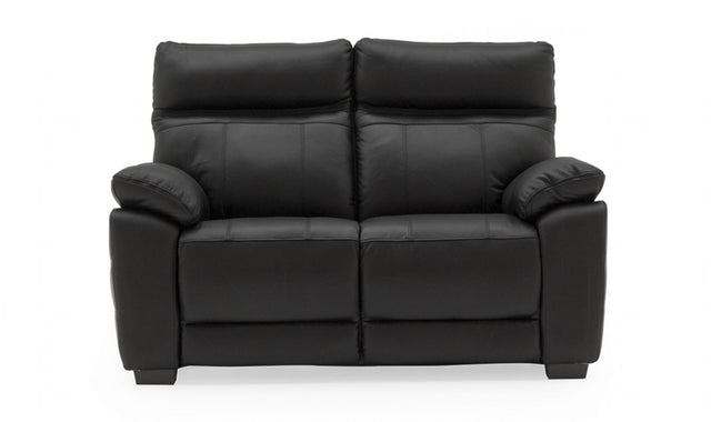 Black Leather Upholstered 2 Seater Sofa