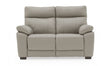 Light Grey Leather 2 Seater Wide Sofa