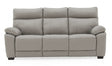 Light Grey Leather 3 Seater Large Sofa 200cm Wide