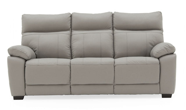 Light Grey Leather 3 Seater Large Sofa 200cm Wide