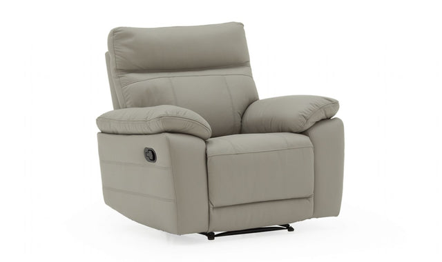 Grey Leather 1 Seater Manual Recliner Chair