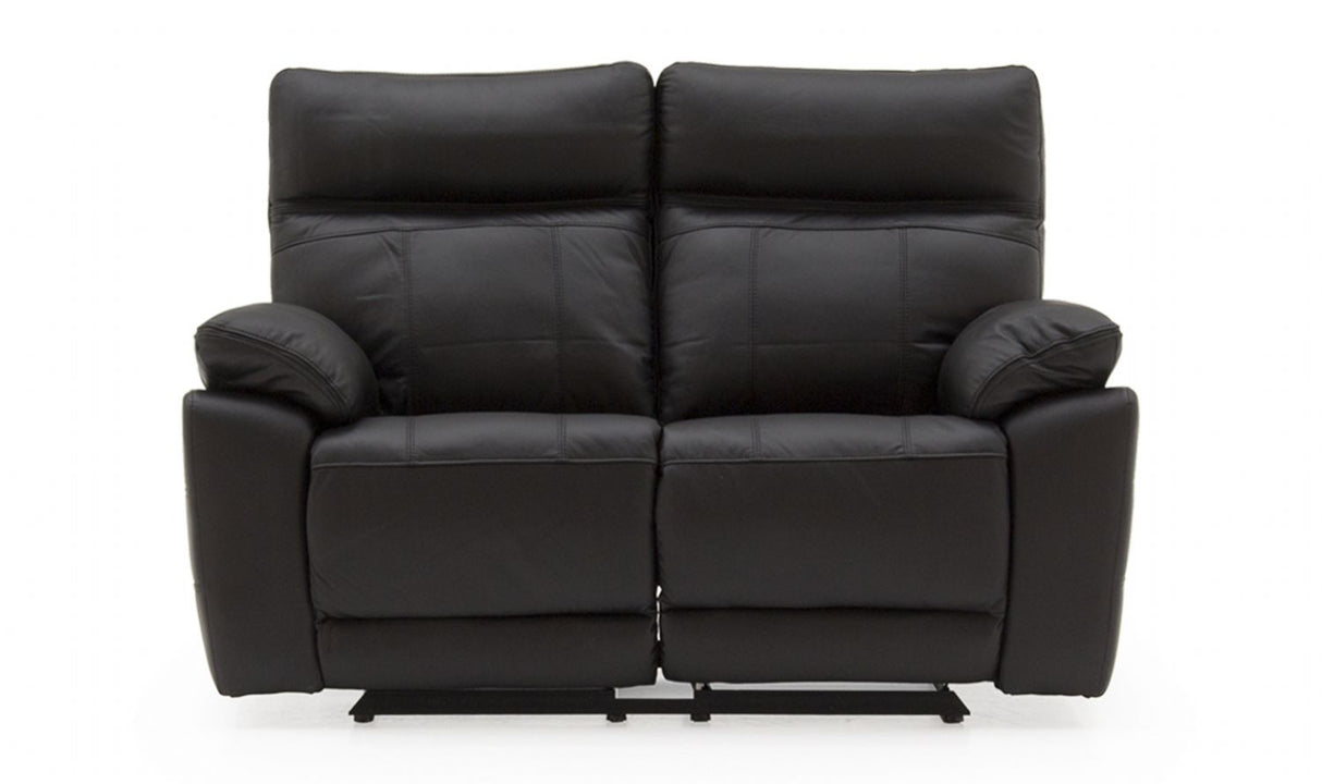 Black Leather 2 Seater Recliner Sofa