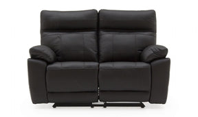 Black Leather 2 Seater Recliner Sofa