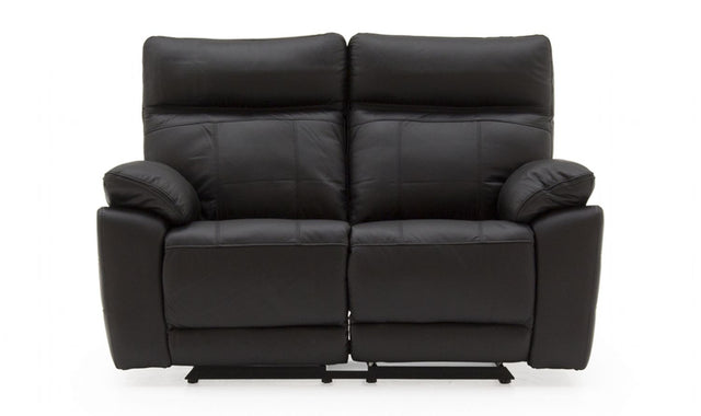 Black Leather 2 Seater Recliner Sofa
