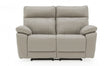 Light Grey Leather 2 Seater Manual Recliner Sofa