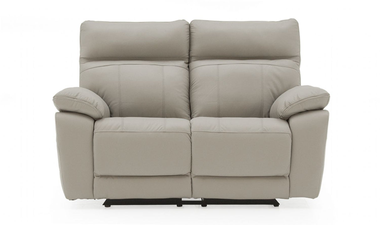 Light Grey Leather 2 Seater Manual Recliner Sofa