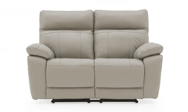 Light Grey Leather 2 Seater Manual Recliner Sofa