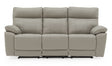 Grey Leather 3 Seater Recliner Sofa with Solid Wood