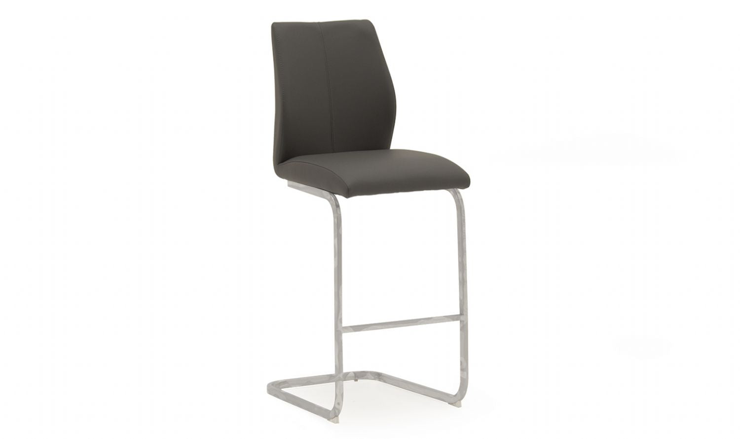 Grey Leather Bar Stool Chrome Legs