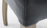 Blue Leather Dining Chair Oak Legs