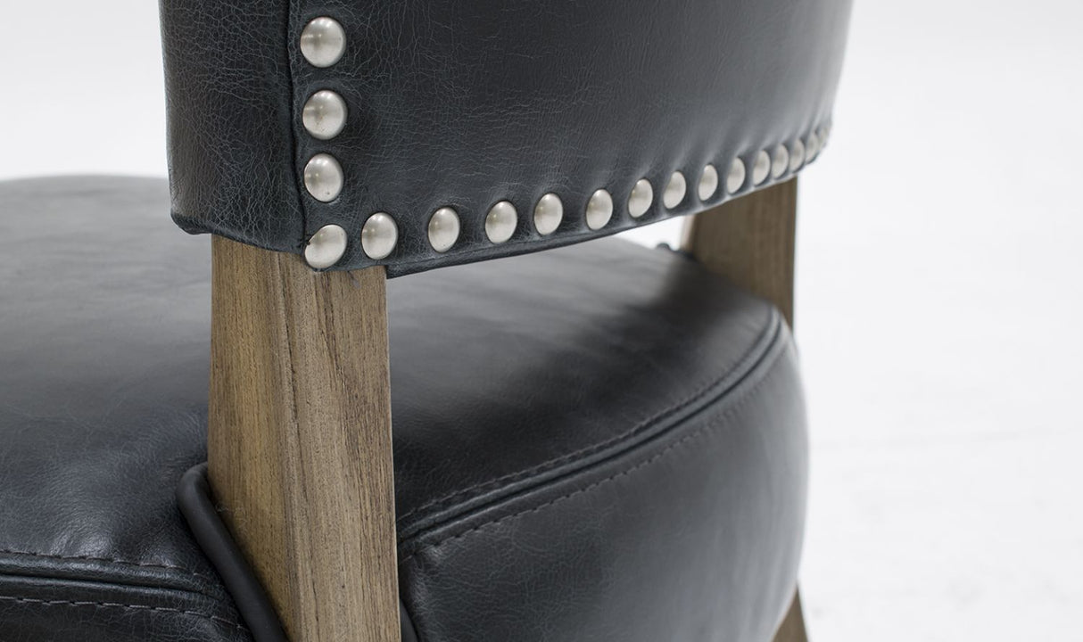 Blue Leather Dining Chair Oak Legs