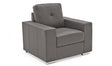 Grey Leather Armchair Chrome Metal Legs