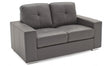 Modern Grey Bonded Leather Buttoned Back 2 Seater Sofa with Chrome Feet
