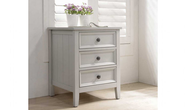 Clay Finish Compact 3 Drawer Bedside Table Cabinet