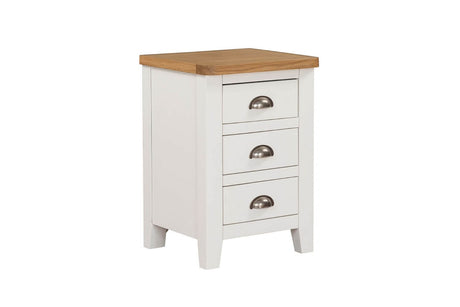 Cashmere Wood 3 Drawer Bedside Table with Oak Top
