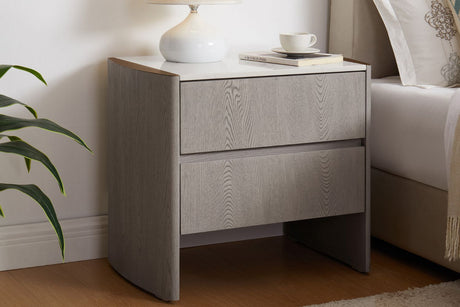 Mondello Bedside Table 2 Drawer Washed Oak
