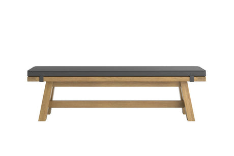 Grey Leather Effect 180cm Large Dining Bench Cushioned Seat