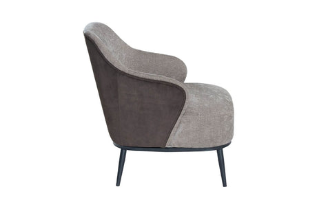 Brown Velvet Wooven Fabric 2 Tone Accent Chair Metal Legs