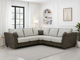 Dual Tone Grey Fabric Large Corner Fullback Sofa