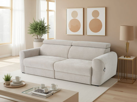 Beige Fabric 3 Seater Electric Reclining Sofa Bed