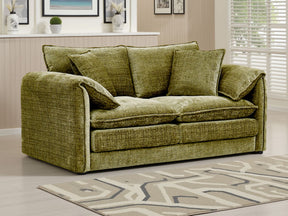 Green Chenille Fabric 2 Seater Sofa Standard Back