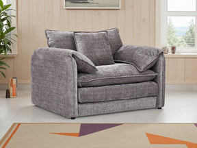 Grey Chenille Fabric Armchair Standard Back