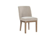 Latte Fabric Dining Chair with Solid Wooden Legs