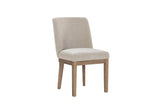 Latte Fabric Dining Chair with Solid Wooden Legs
