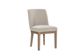 Latte Fabric Dining Chair with Solid Wooden Legs