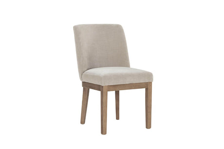 Latte Fabric Dining Chair with Solid Wooden Legs