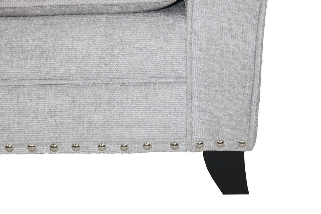 Silver Fabric Upholstered Textured Armchair Dark Legs