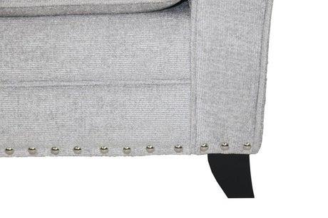 Silver Fabric Upholstered Textured Armchair Dark Legs