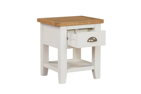 Cashmere Wooden 1 Drawer Lamp Table with Oak Top