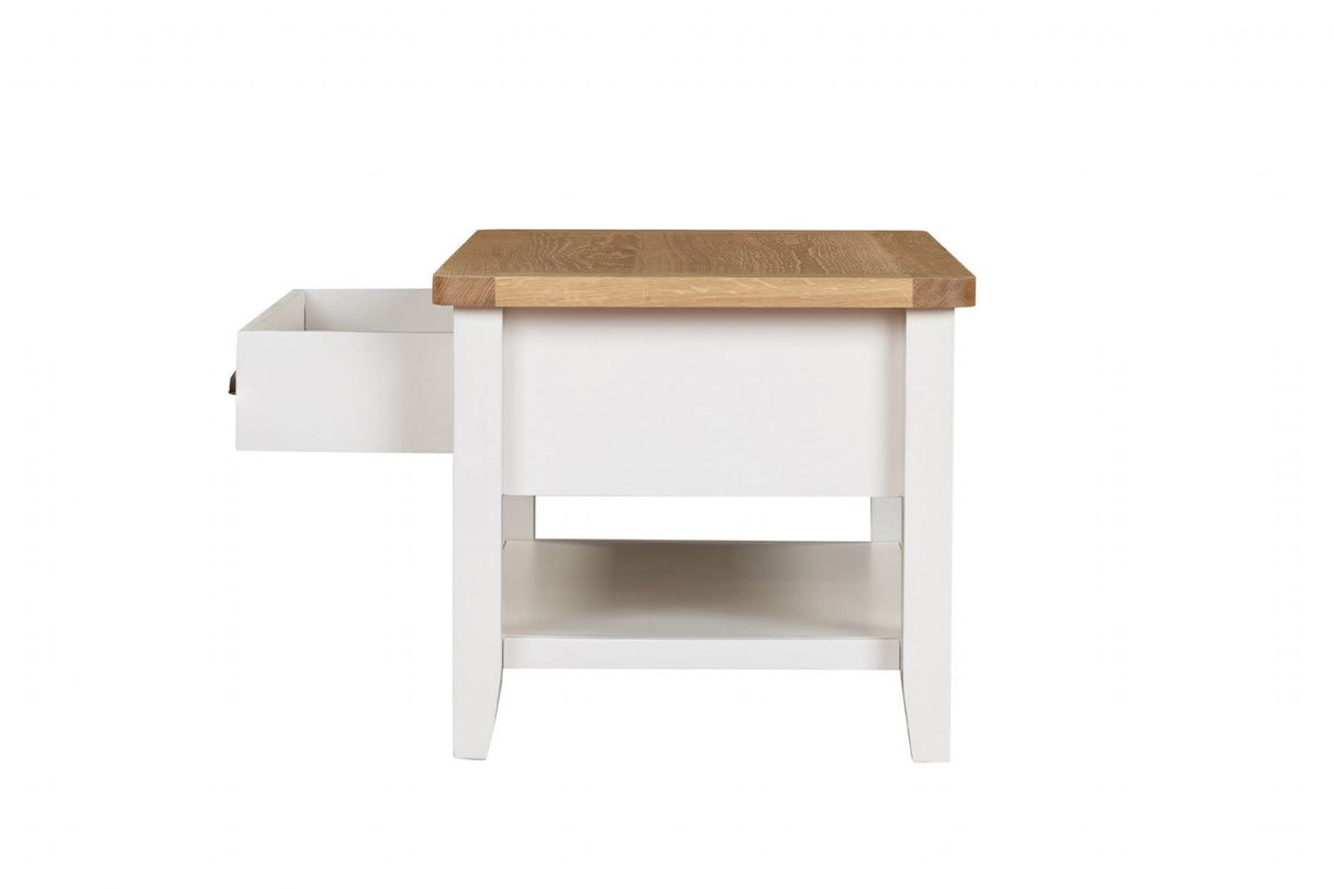 Cashmere Wooden 2 Drawer Coffee Table Oak Top with Shelf