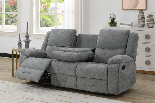Grey Fabric 3 Seater Manual Recliner Sofa with Cup Holder
