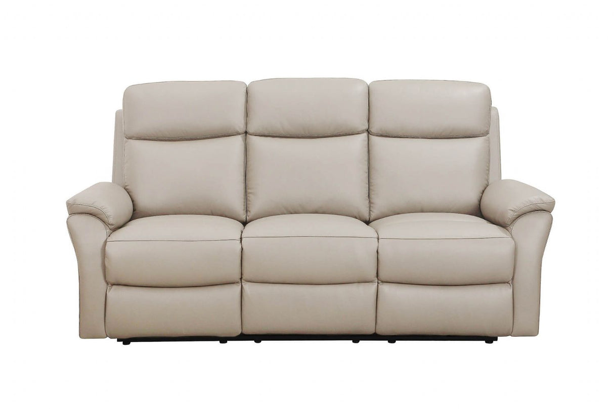 Cashmere Cream Leather 3 Seater Electric Recliner Sofa