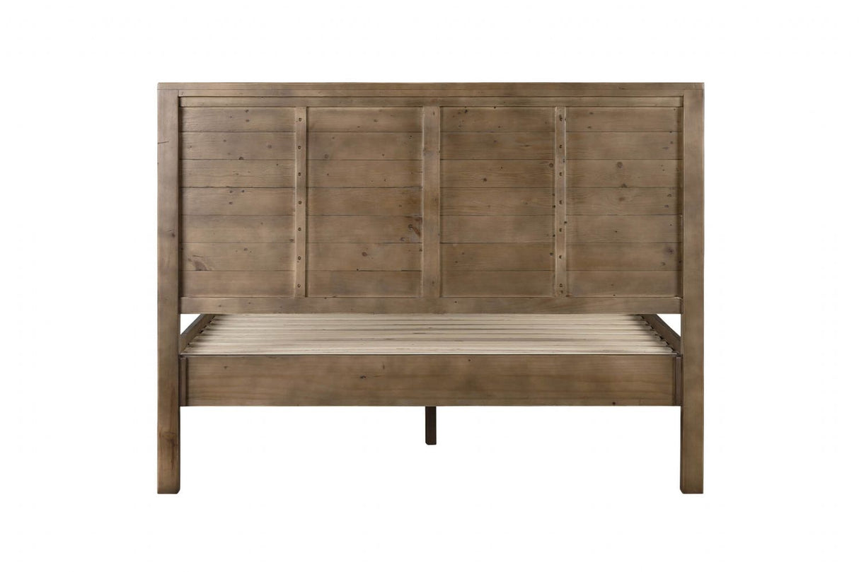 Rustic Pine Wooden King Size Bed Frame with Solid Legs