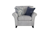 Silver Fabric Upholstered Textured Armchair Dark Legs