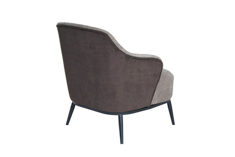 Brown Velvet Wooven Fabric 2 Tone Accent Chair Metal Legs