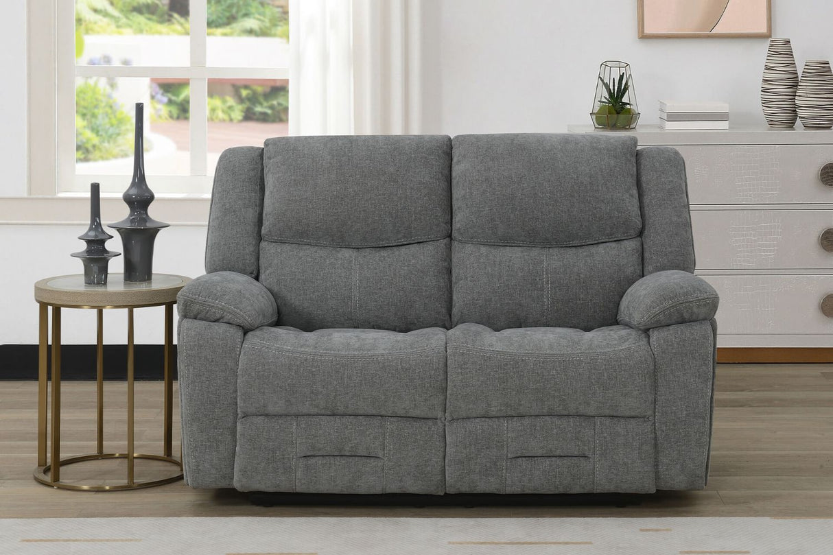 Grey Fabric 2 Seater Manual Recliner Sofa
