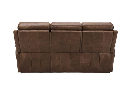 Brown Leather Large 3 Seater Sofa with Cushioned Arm Rest