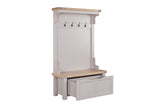 Taupe Wooden Hall Stand with 4 Hooks Washed Oak Top