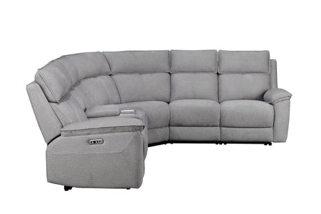 Greige Fabric Large Electric Recliner Corner Sofa Group