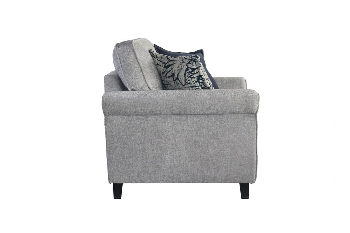 Silver Fabric Upholstered Textured Armchair Dark Legs