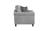 Silver Fabric Upholstered Textured Armchair Dark Legs