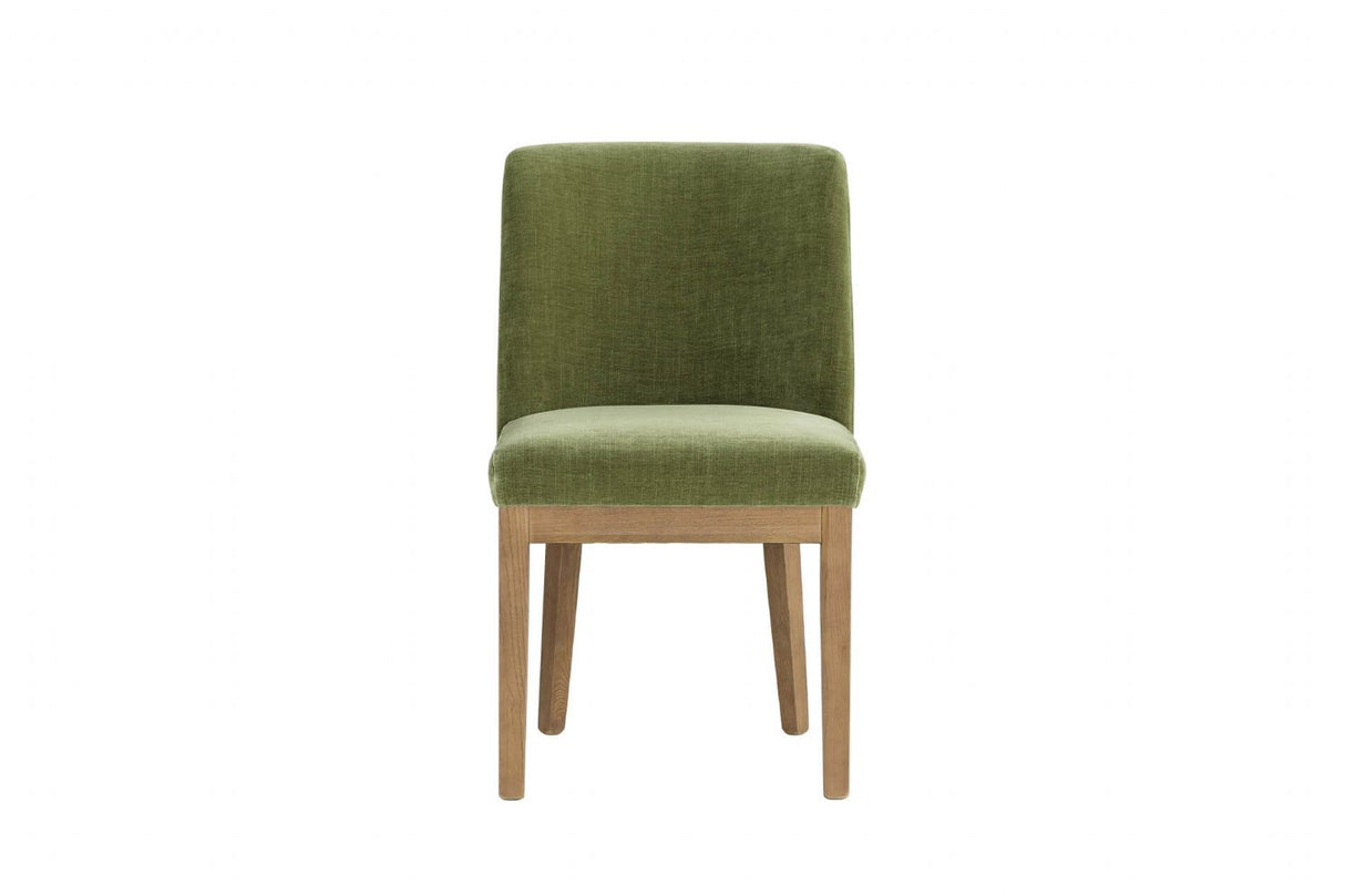 Green Fabric Dining Chair with Solid Wooden Legs